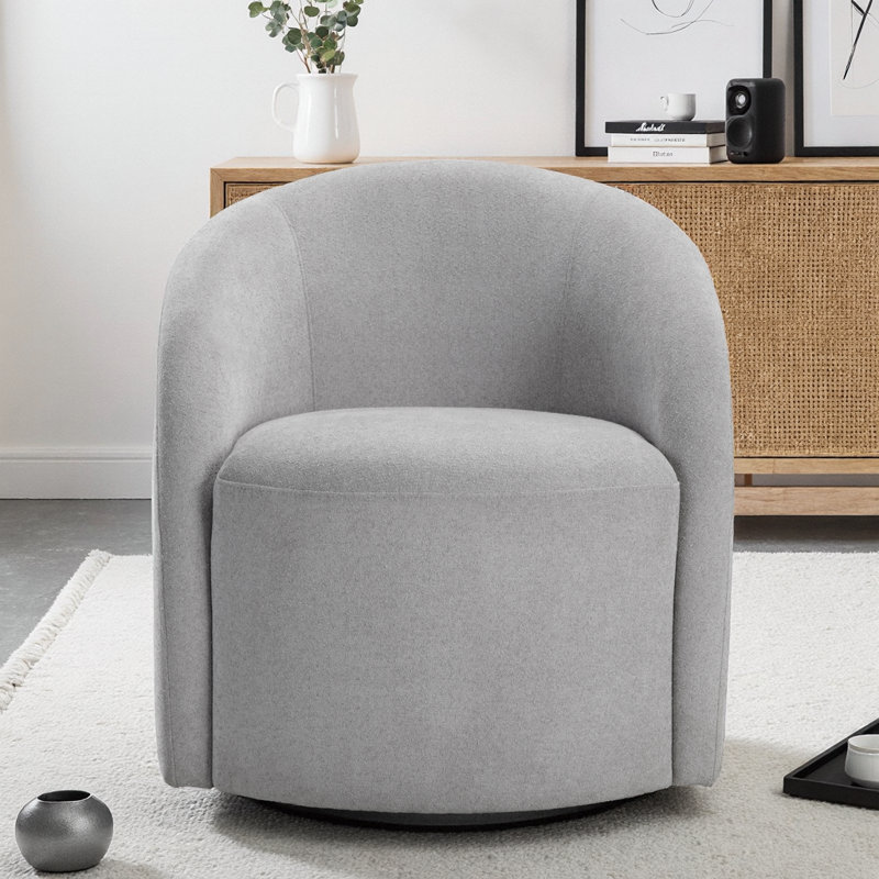 Fauteuil d'appoint pivotant tonneau Elegant, Gris clair