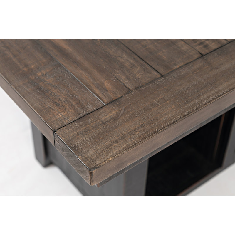 Hebden Pine Solid Wood Top Dining Table, Vintage Black