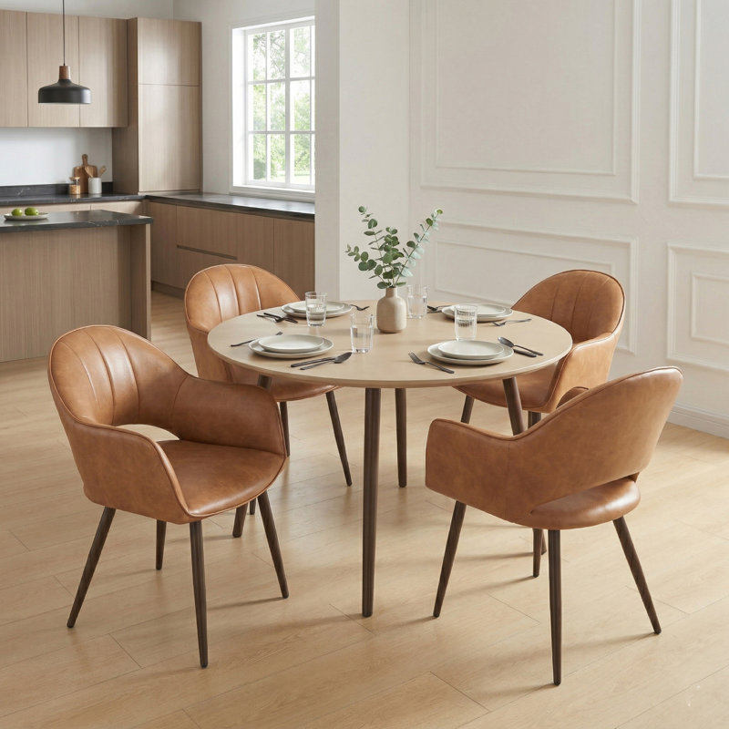 Ensemble de 4 chaises de salle à manger en similicuir avec accoudoirs Olivas