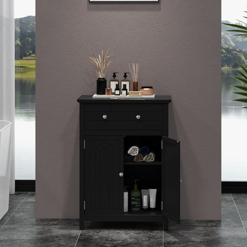 Armoire de salle de bain autoportante, Noir