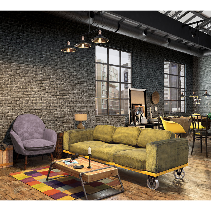 Loudoun Exposed Brick Design 10.05m x 53cm Wallpaper Roll, Dark Grey
