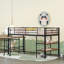 Lit mezzanine simple en métal avec bureau et tablettes, noir-119382861