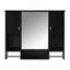 Armoire de rangement murale moderne 35 po x 28 po, armoire de salle de bain murale avec miroir, armoire à pharmacie avec barre à serviettes