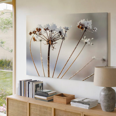Frosted Wildflower Minimalist Winter Nature Close Up When Words Fail Wall Art Canvas Ready To Hang Gallery Wrapped Home Decor Modern Design