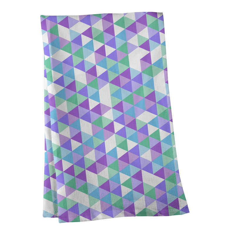 Torchon à motif triangulaire, Polyester sergé, Vert/bleu