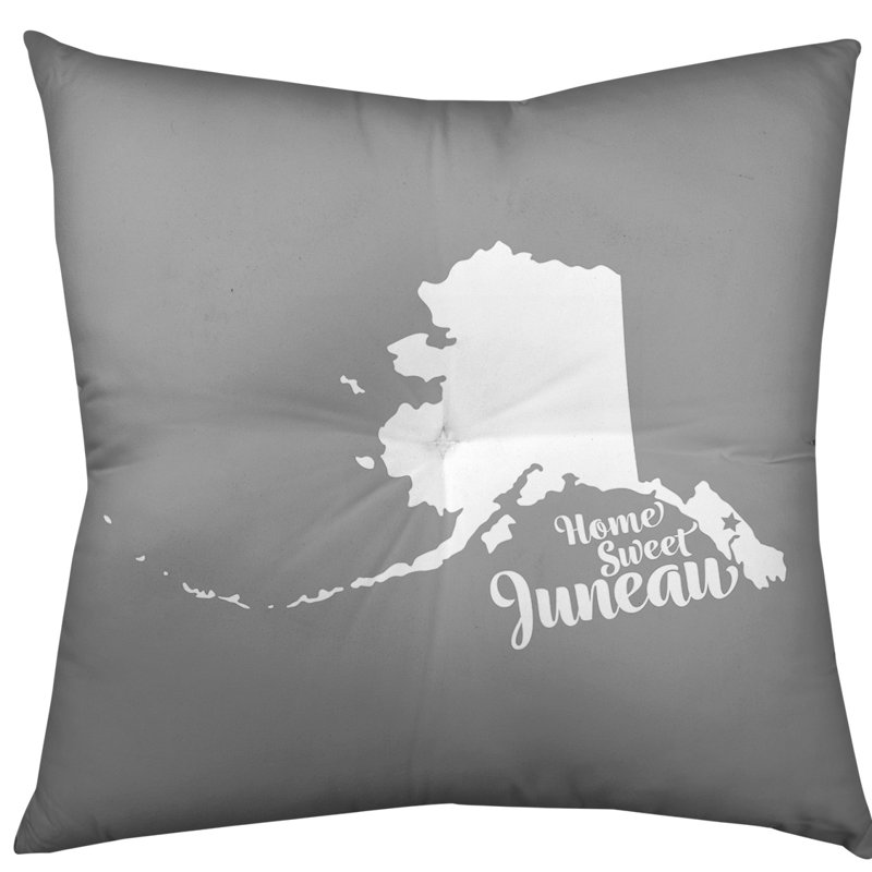 Reversible Throw Pillow, 30" H x 30" W, Gray, Juneau/Alaska