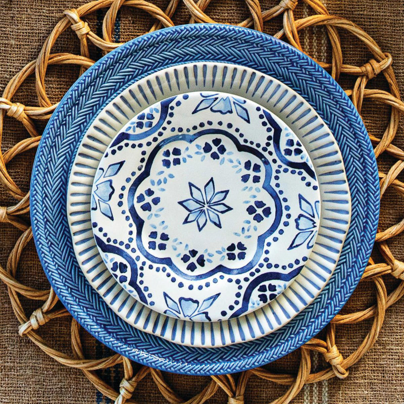 Iberian Side/Cocktail Plate, Indigo/White