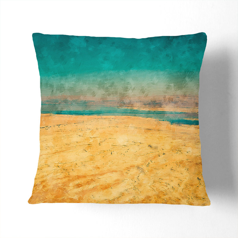 The Dead Sea in Israel Painting Cushion with Filling, Black, 40cm H x 40cm W x 15cm D