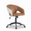 Mid-Century Two-Tone Office Chair Faux Leather & Fabric Upholstered Swivel Desk Chair With Thick Cushion Height Adjustable Rolling Task Chair With 360°Ball Caster & Black Metal Base, For Home Office, Vanity