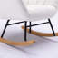 Chaise berçante rembourrée Banita Teddy avec pieds en bois massif, haut dossier-404166369