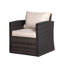 Brown Pe Rattan Garden Armchair With Cushions, Powder-coated Iron Frame (1 Chair)