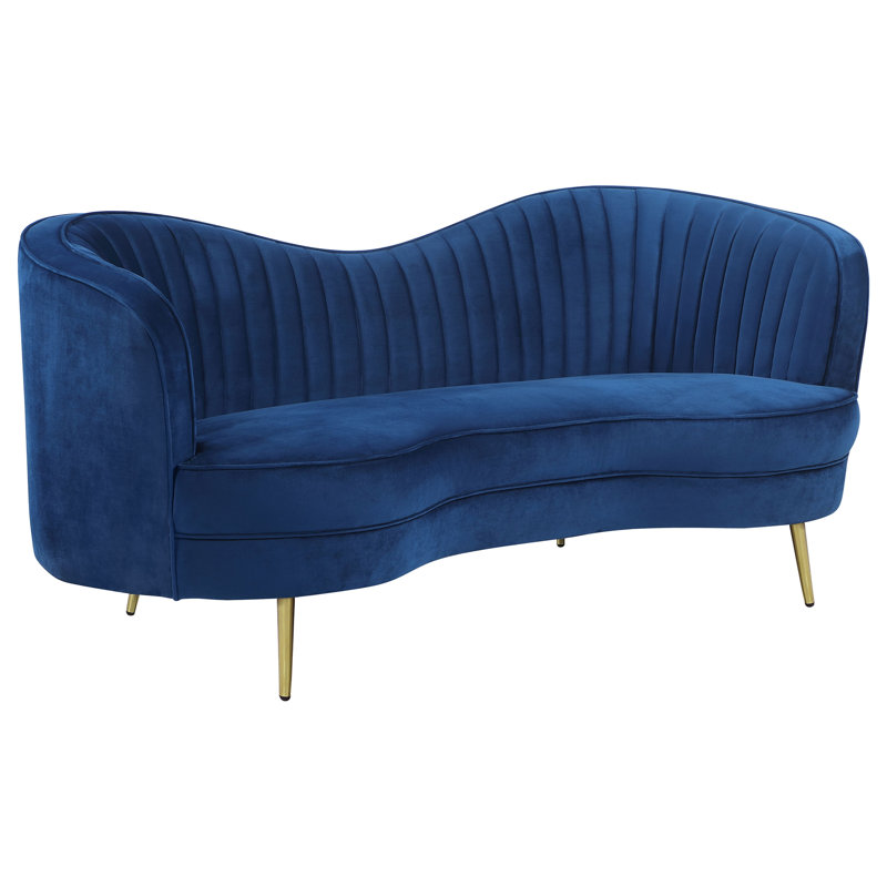 Canapé Westerham, Velours bleu, H 33 po x l 74 po x P 36 po