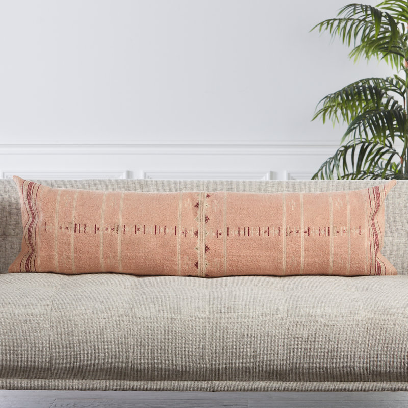 Mikes Handmade Tribal Blush And Ivory Lumbar Pillow Cover, Down