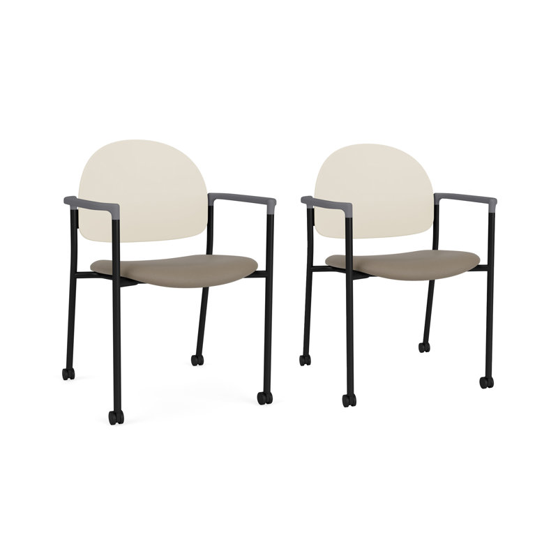 Chaise d'invité à chat avec roulettes, Noir, Modena Farro / Sand Beige Poly