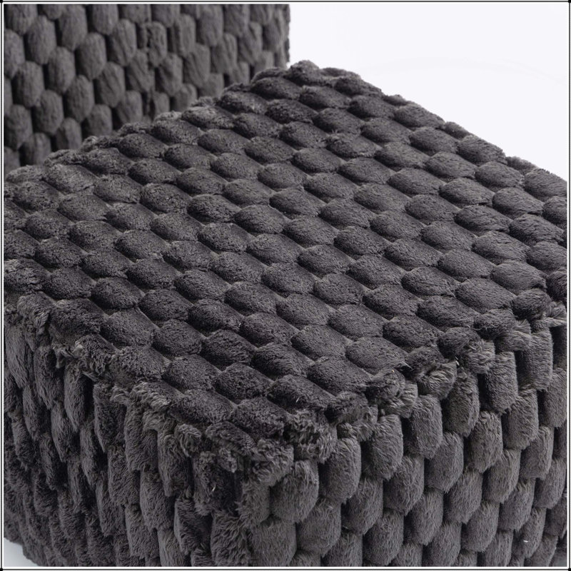Canapé à compression en velours côtelé avec repose-pieds Lingge, doux et durable, aucun assemblage requis, conception minimaliste moderne.