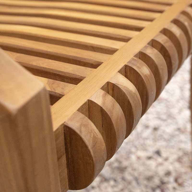 Ensemble repas d'extérieur en teck pour 4 personnes avec coussins Salome, Beige, Natural Wood