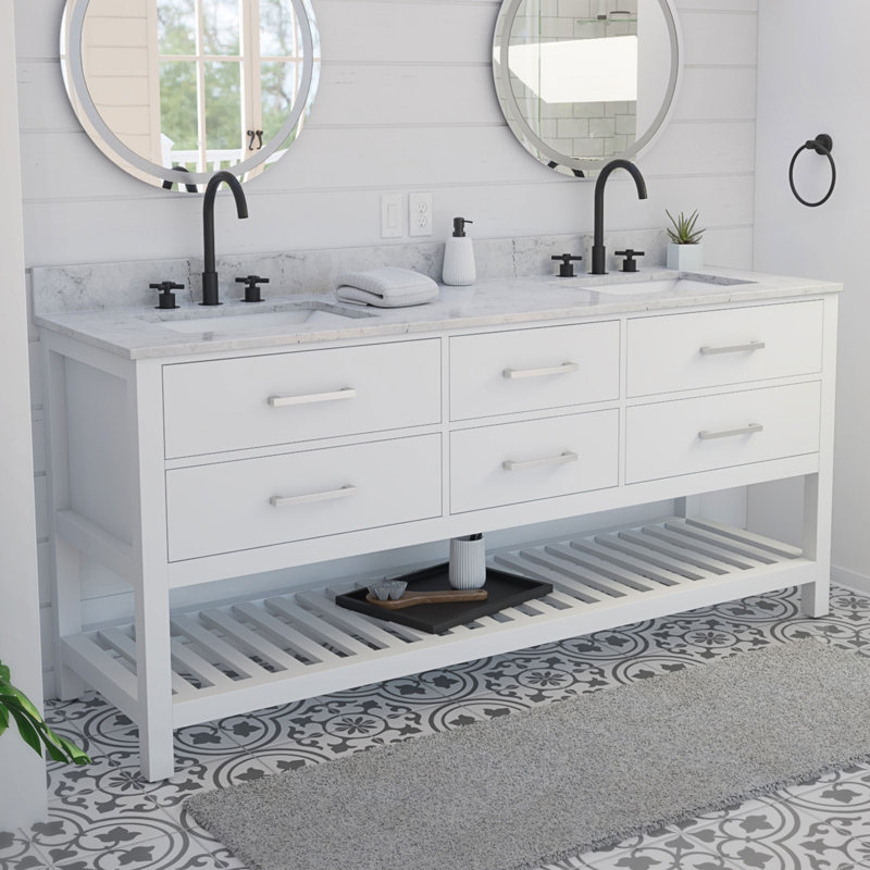 Ensemble de meuble-lavabo double 72 ", Blanc