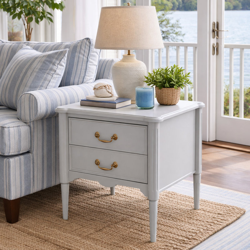 Doniesha End Table With Drawers, Gray, Gray, Individual