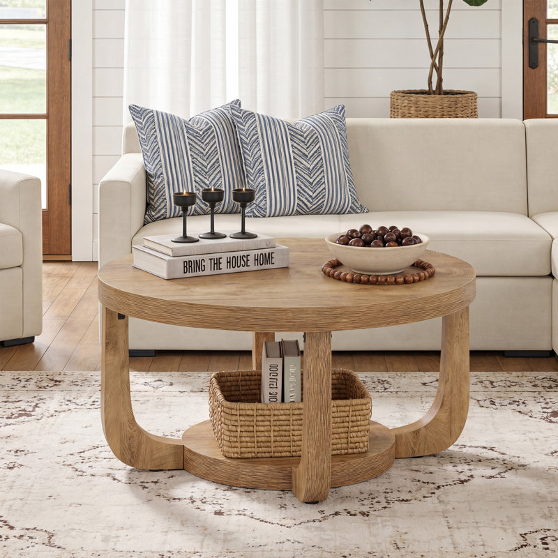 Table basse 31,5 "avec rangement à 2 niveaux (chêne rustique), Rustic Oak