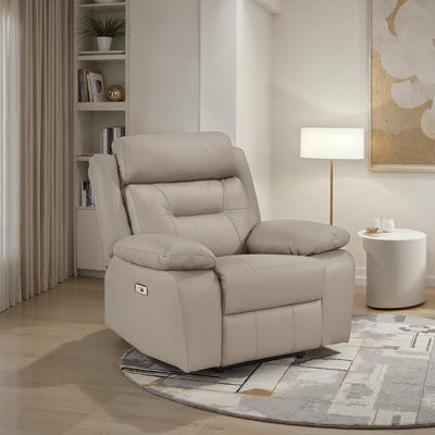 Hornbeck 40" Modern & Contemporary Top Grain Leather Match Power Reclining Chair with One-Touch Power Control & USB Charging by Latitude Run