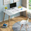 Table d'ordinateur moderne en bois blanc, L 40 po x l 24 po x H 30 po - Bureau durable et élégant pour le bureau à domicile, la chambre à coucher ou le bureau