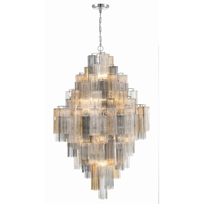 Lustre à niveaux 20 lumières Quinzio, Chrome poli