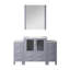 Meuble-lavabo simple gris foncé 54 po En largeur, avec des espaces de rangement latéraux, un comptoir en céramique blanc, 28 miroirs hexagonaux fixés au mur, un mécanisme de tiroir à fermeture en douceur, un meuble-lavabo à base de bois et du contreplaqué