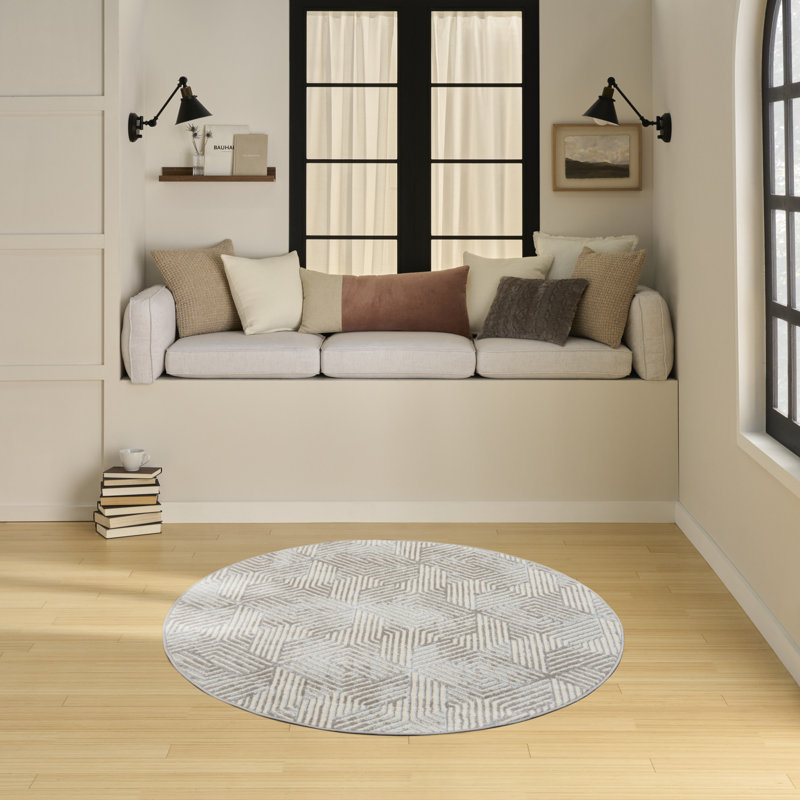 Averiana Geometric Area Rug, Round 4'