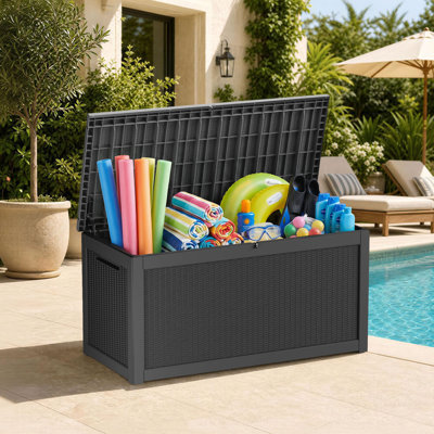 67.7"W 260 Gallon Water Resistant Resin Lockable Deck Box Waterproof Outdoor Storage Bench