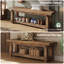 Banc de 55 po en bois massif avec rangement pour chaussures, banc de vestibule en grain de bois rustique avec tablette ouverte pour couloir, vestibule, chambre à coucher, assemblage facile-2329973