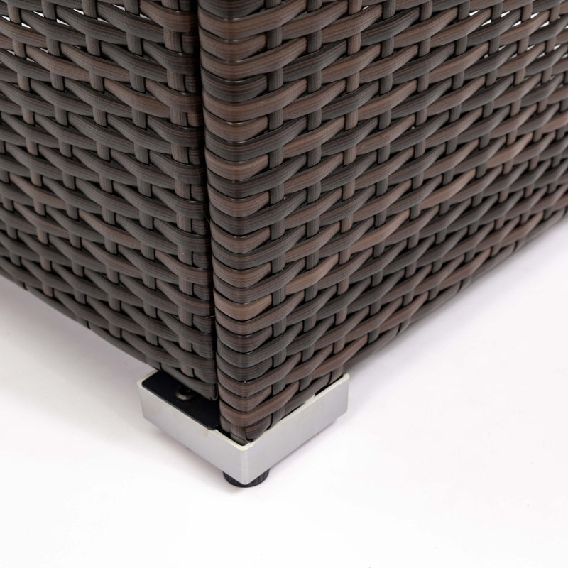 Table brasero carrée en osier de 71 cm (28 po) fonctionnant au propane, avec protection contre le vent et chauffage de terrasse de 40 000 BTU