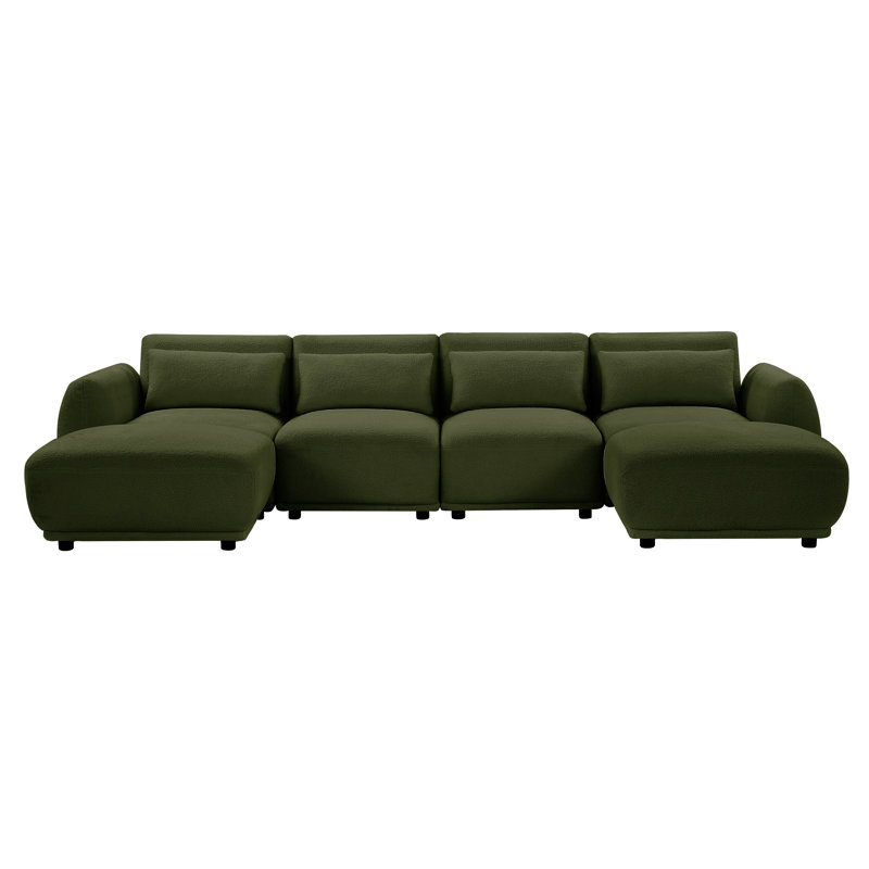 Emorie 2 - Piece Upholstered Sectional, Green Wool