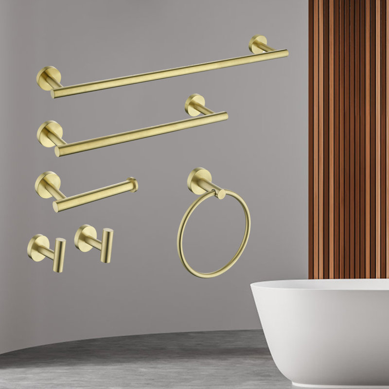 6 - Piece Bathroom Hardware Set, Gold