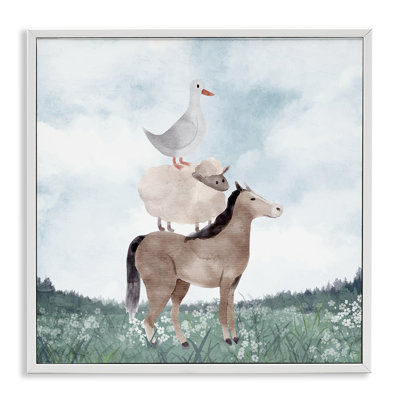 Giclée encadrée de la ferme du ciel bleu discret, design par Kim Allen