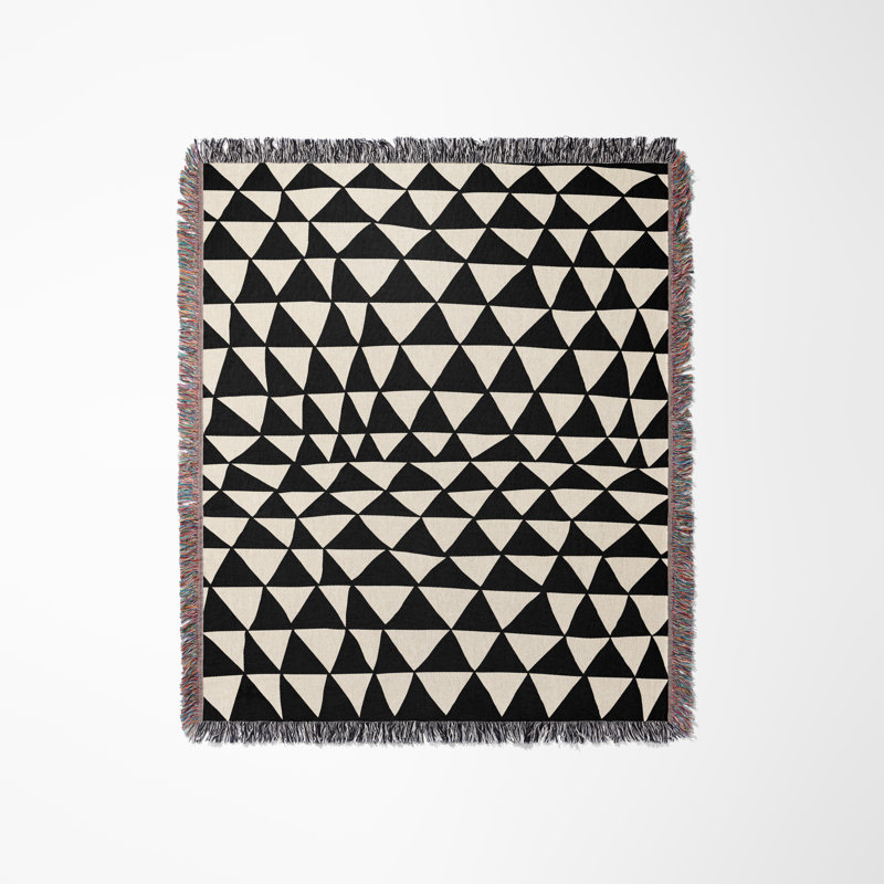 Jeté en coton Kelia, Noir / beige, Lit simple