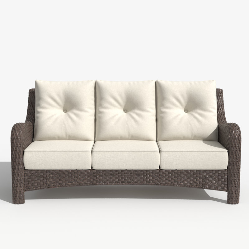 184.9cm Wide Patio Sofa with Cushions, Beige, Brown