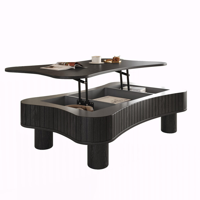 Table basse à plateau relevable pour salon, Noir