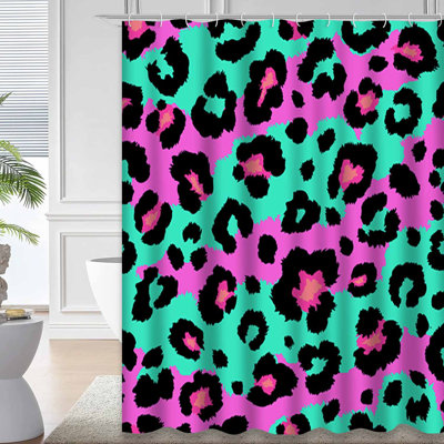 Rideau de douche avec 12 crochets Leopard