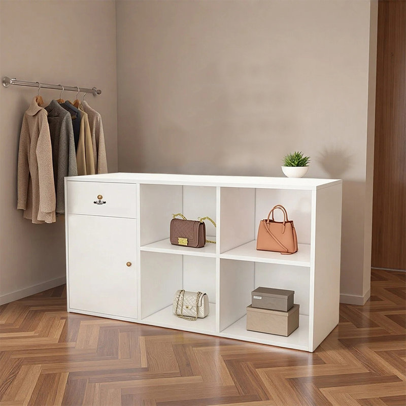 Bureau de réception moderne avec rangement pour poste de travail au détail, White