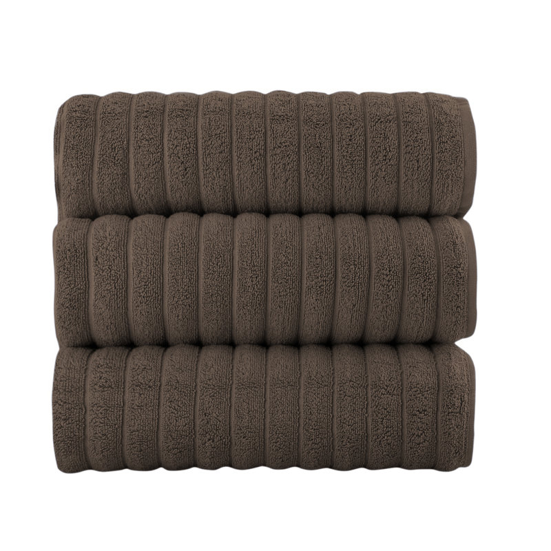 Fralick Ribbed Turkish Cotton Bath Sheet Set (Set of 3), Chocolate