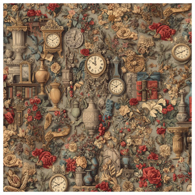 Édredon rétro avec horloges et fleurs