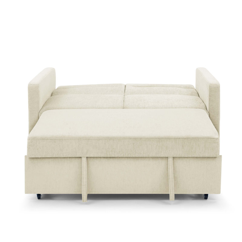 Canapé-lit avec lit escamotable 54,5 po Alacyia, Velours beige