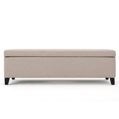 Banc de rangement avec repose-pieds, ivoire, assise rembourrée de 51 pouces, pieds en bois de bouleau