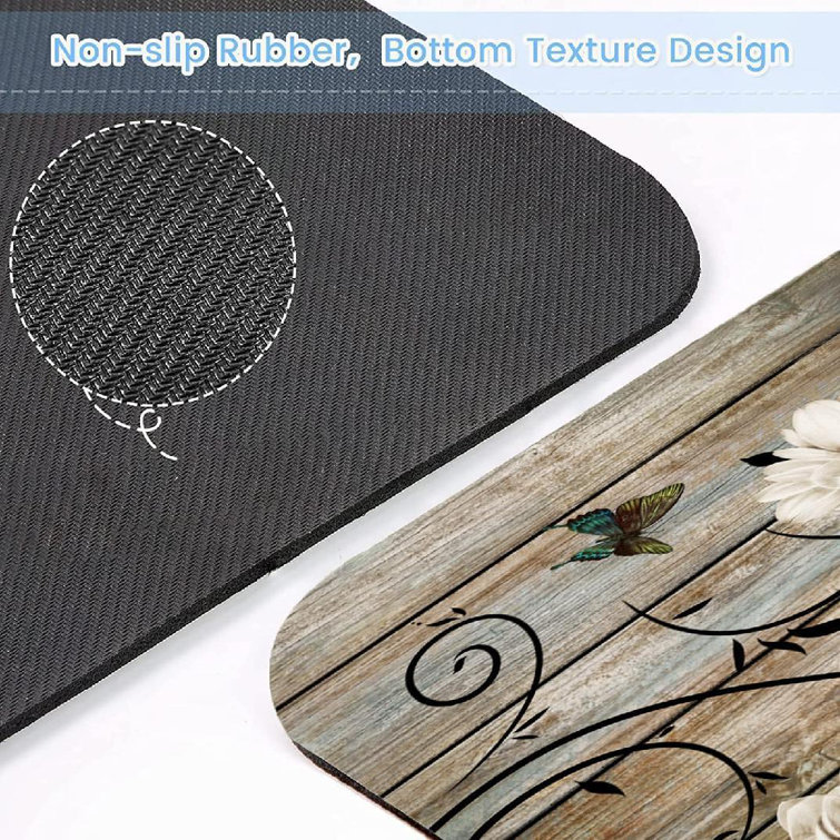 Kitchen Floor Mat, Soft Diatom Mud Kitchen Mat, Wood Grain Rubber