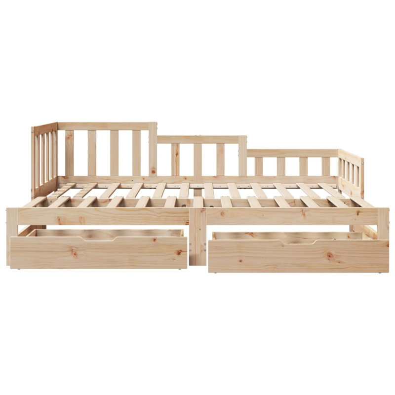 Rohaan Solid Wood with Trundle, European Single (90 x 200cm), Natural