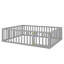 Wood Floor Bed Frame With Fence And Door-107888964-107888975