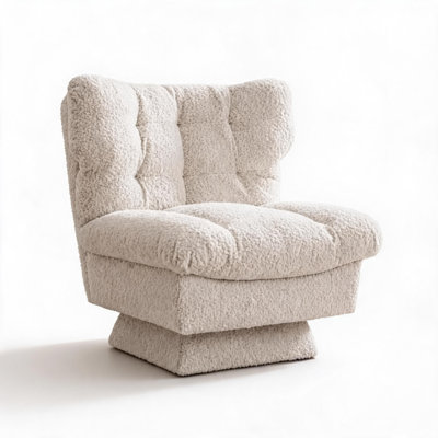 Fauteuil pivotant à 360°, capacité de charge de 136 kg, assise surdimensionnée en tissu chenille pour salon, chambre et bureau