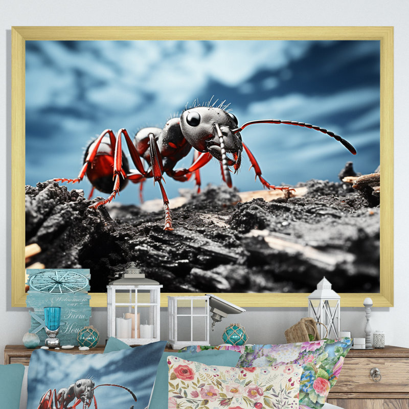 Ant Industrious I, reproduction d'art sur toile, Encadrement doré, H 24 po x l 32 po x P 1 po