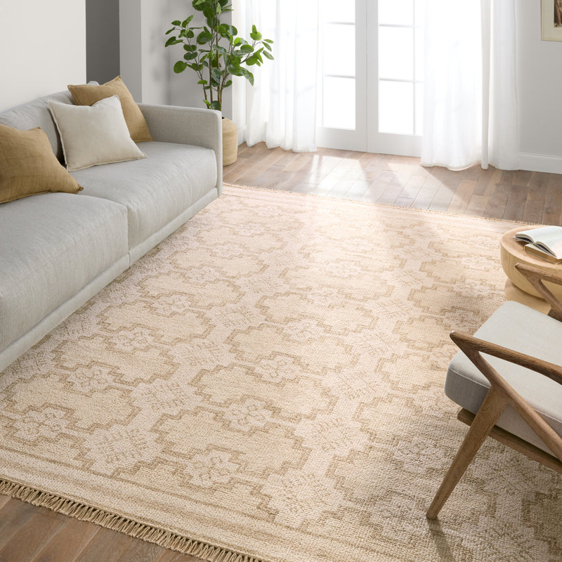 Jaipur Living Elmast Hand Knotted Geometric Beige/Cream Area Rug (6'X9'), Rectangle 10' x 14'