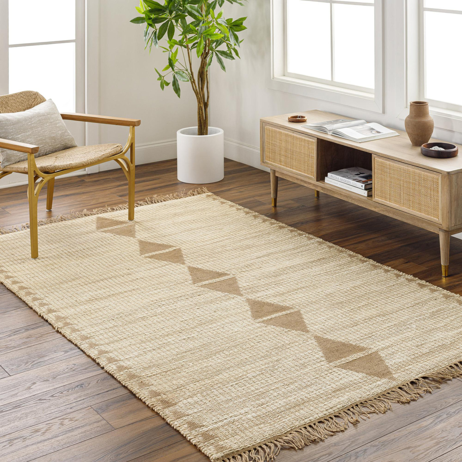 Castlewood Handmade Jute / Sisal Yellow Rug, Rectangle 8' x 10'